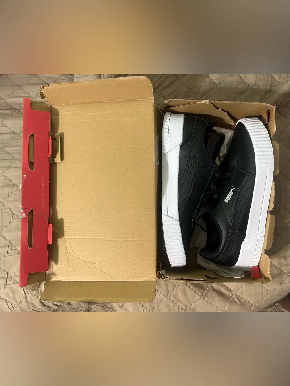 PUMA Carina 2.0 Black White Platform Sneakers Women's Size 10